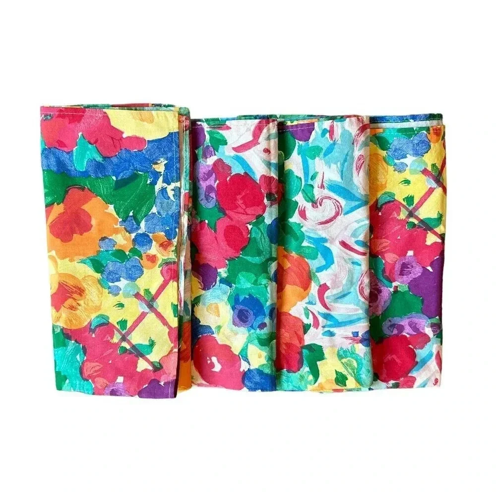 Goeters For Necessities Bold Floral Napkins Vintage Retro Colorful 21